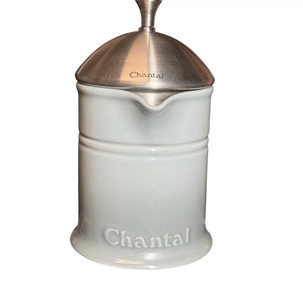 Chantal Ceramic French Press 16oz Light Blue Stoneware Coffee Maker 92-FP16